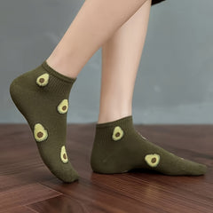 Men's Avocado Pattern Liner Anklets Socks Soft Breathable Sweat Absorbent