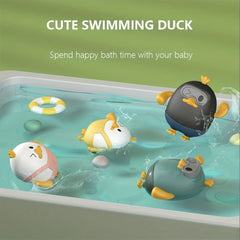Swimming Duck Baby Bath Cartoon Toys Pull Cord Kids Pool Bathtub Toys