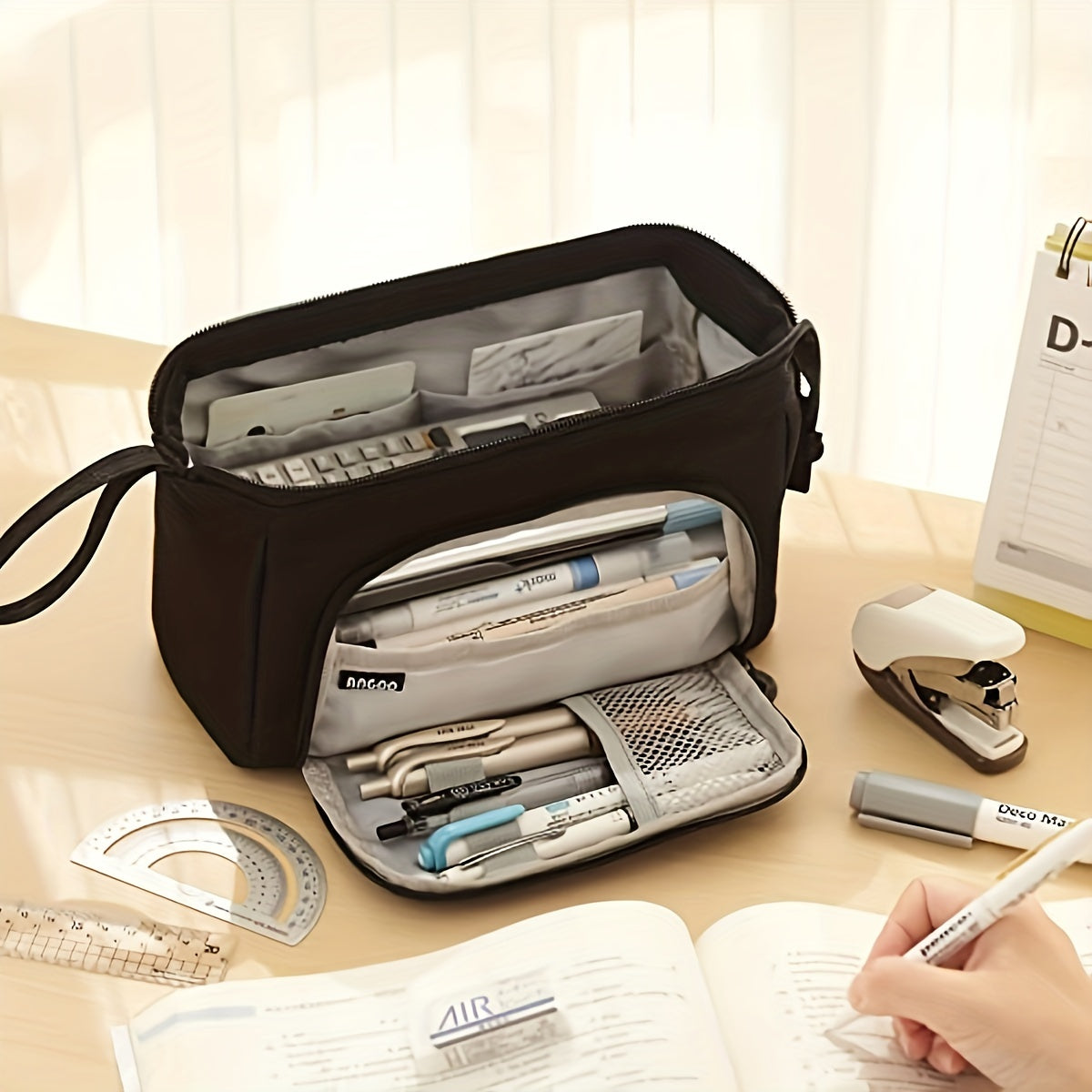 Large Capacity Pencil Case Marker Case Handheld Pen Bag Storage Holder