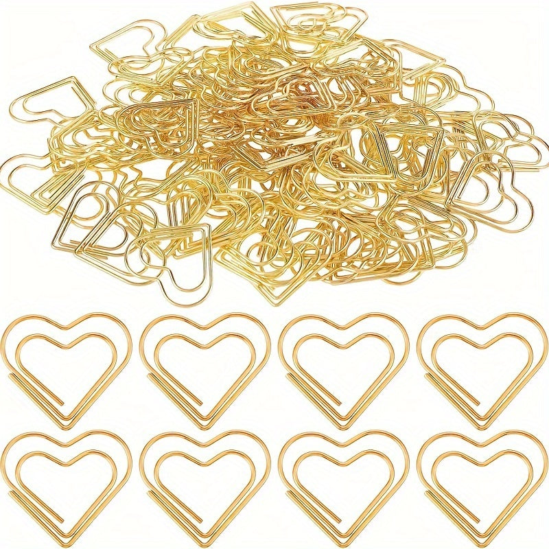 30pcs Rose Golden Heart Paper Clips Small Paper Clips For Office Supplies