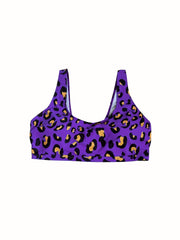 Leopard Print Cut Out Back Bikini Top