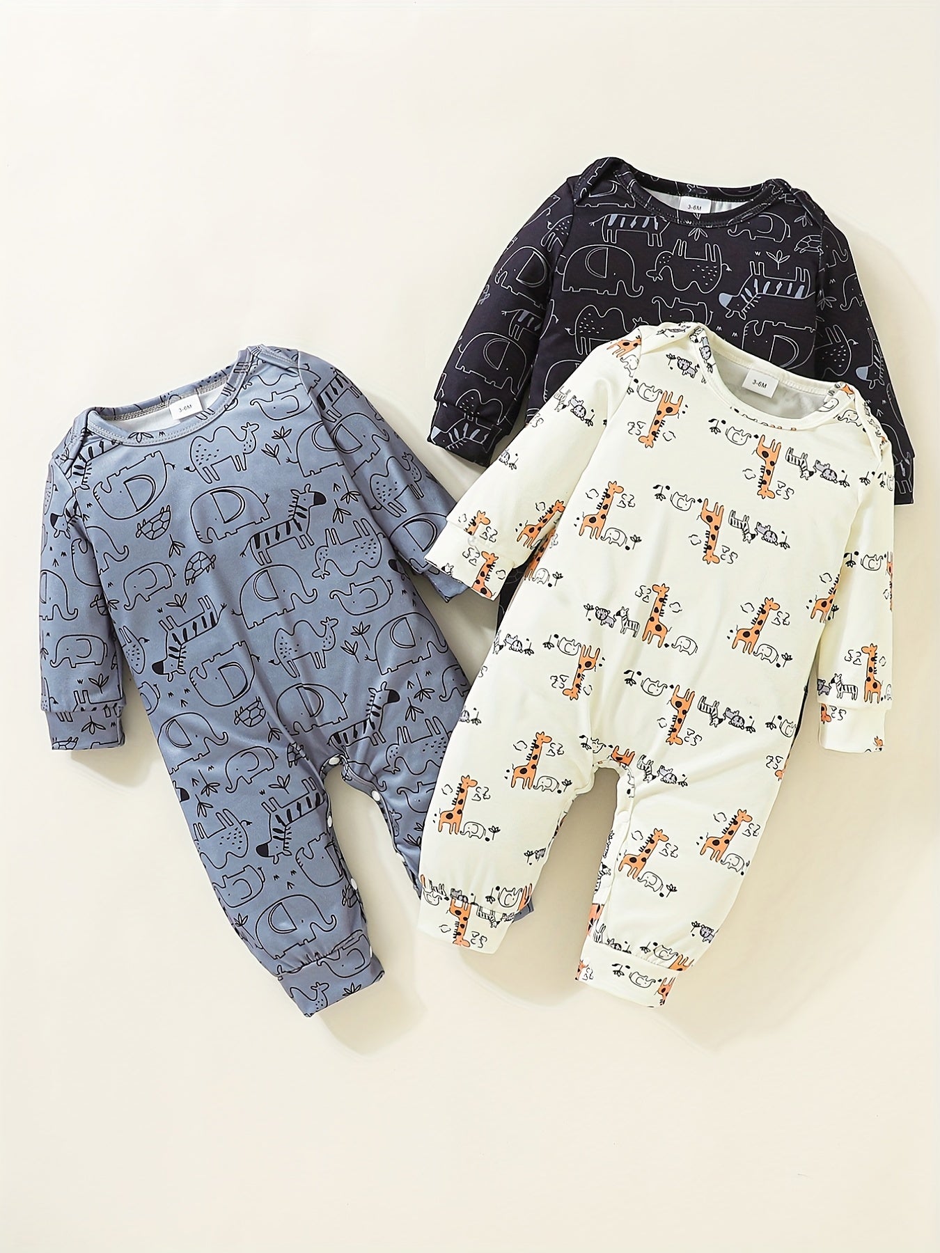 Baby Boys Gift Soft Loungewear Set Long Sleeve Rompers 3pcs