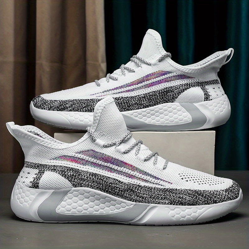 Men's Lace Up Knit Sneakers Breathable Walking Shoes