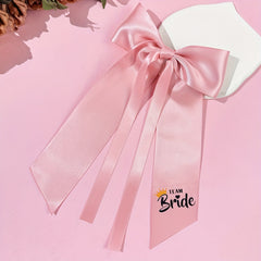 Pink Bridal Bow Hair Clip Ribbon Bride Hair Accessory