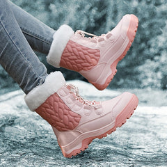 Plush Lined Thermal Flat Snow Boots Non Slip Waterproof Snow Shoes