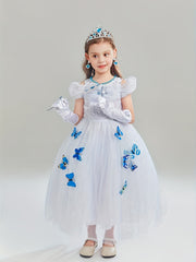 Girls Butterflies Print Princess Dress Costume