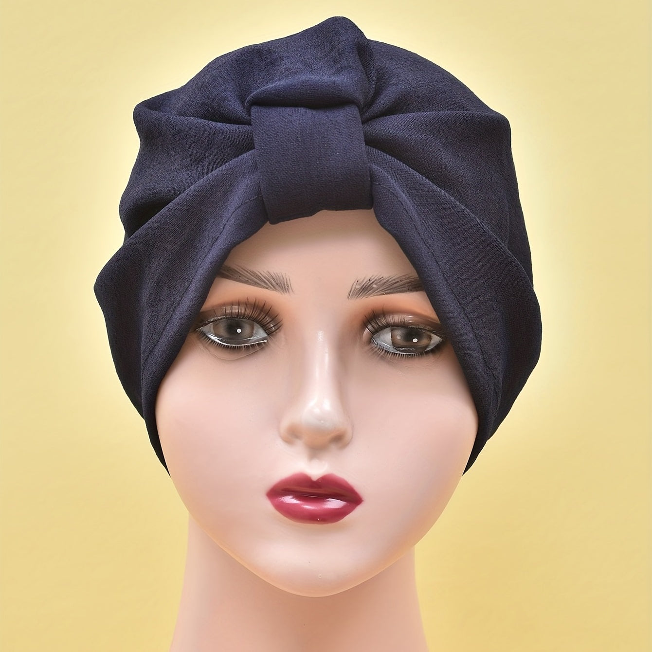 Solid Pleated Turban Cap Elastic Head Wrap Women Bandana Casual Hijab Hat