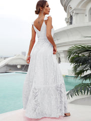 Boho Lace Wedding Dress V Neck Cocktail Party Dress