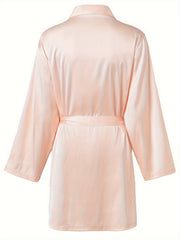 Solid Long Sleeve Cooling Fabric Robe with Belt