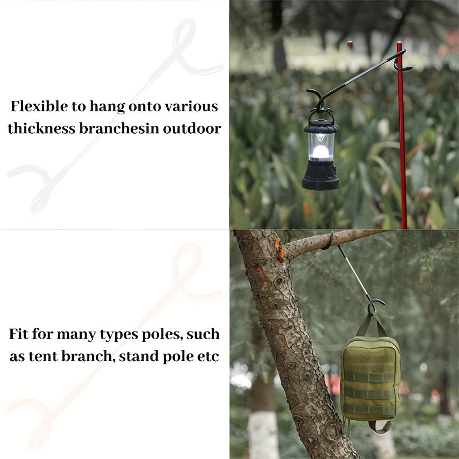 Portable Stainless Steel Double Hooks Light Holder for Outdoor Activities