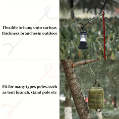 Portable Stainless Steel Double Hooks Light Holder for Outdoor Activities