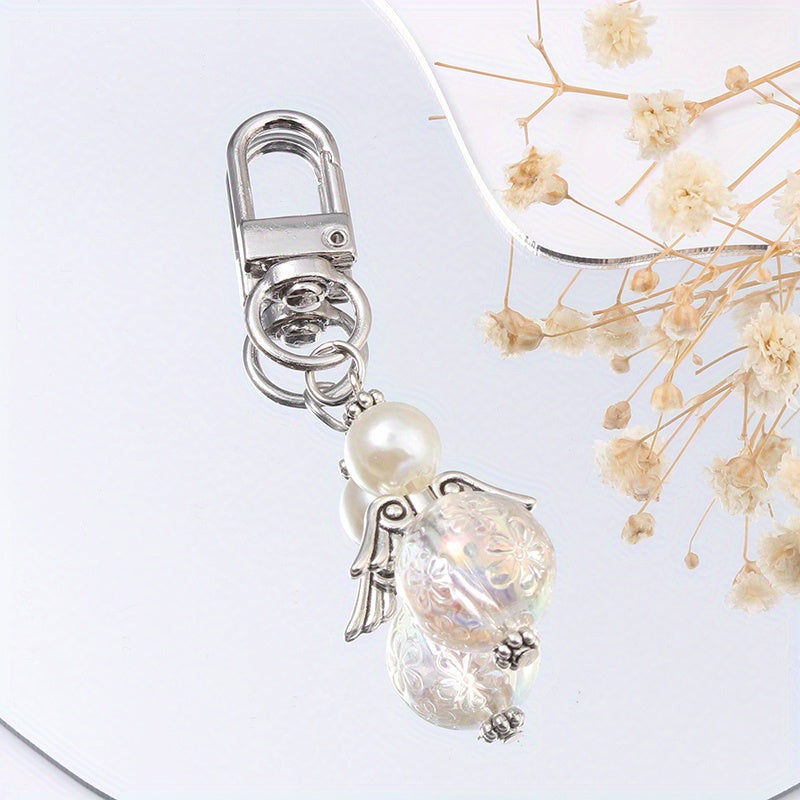 Faux Pearl Angel Keychain Purse Bag Ornament Gift