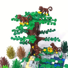 4pcs Brown Monkey Building Blocks DIY Zoo Playset