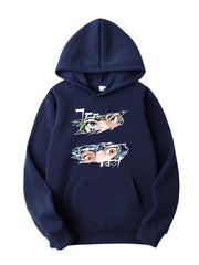 Anime Eyes Print Boys Hooded Sweatshirt