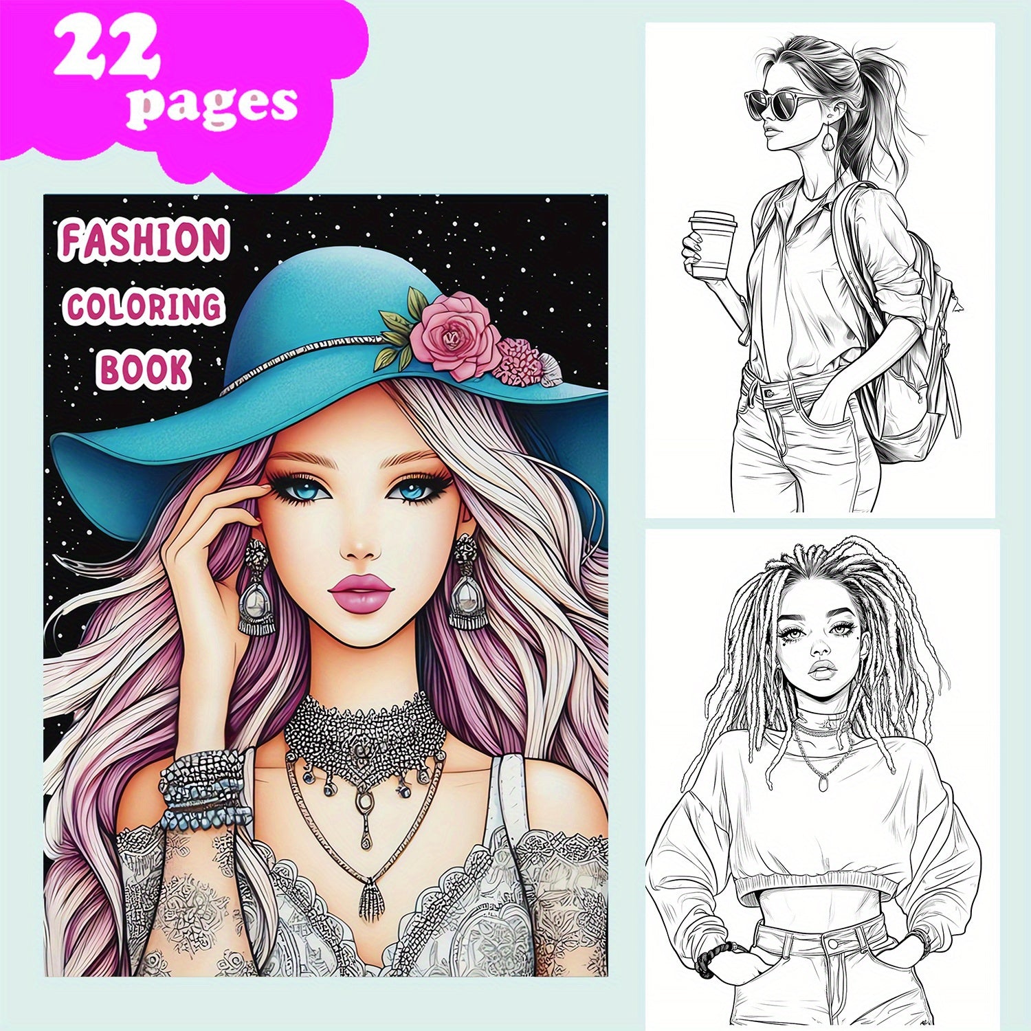 Girl Coloring Book for Creative Imagination and Anxiety Relief