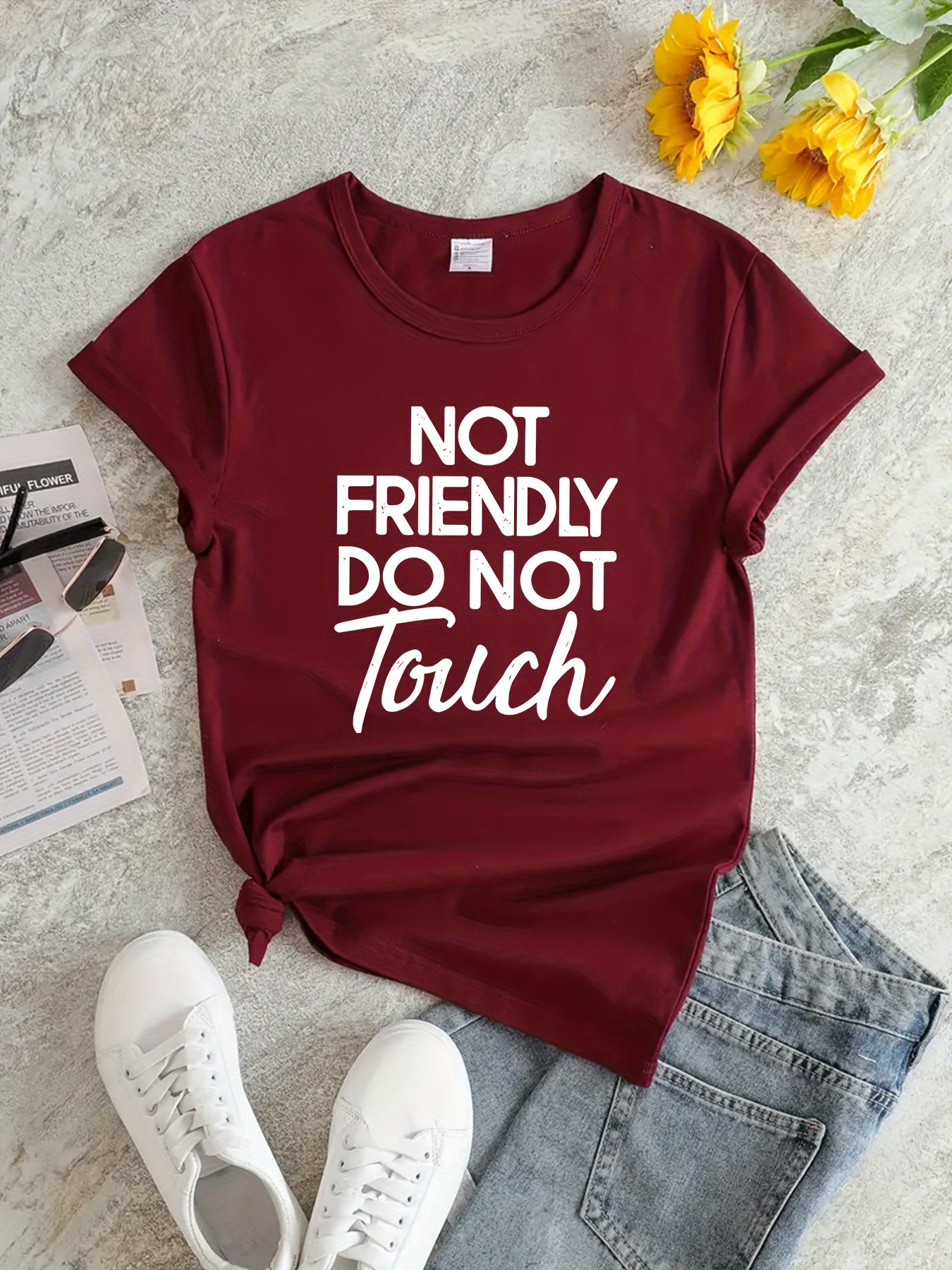 Letter Graphic Sports Round Neck T-shirt Women's Activewear