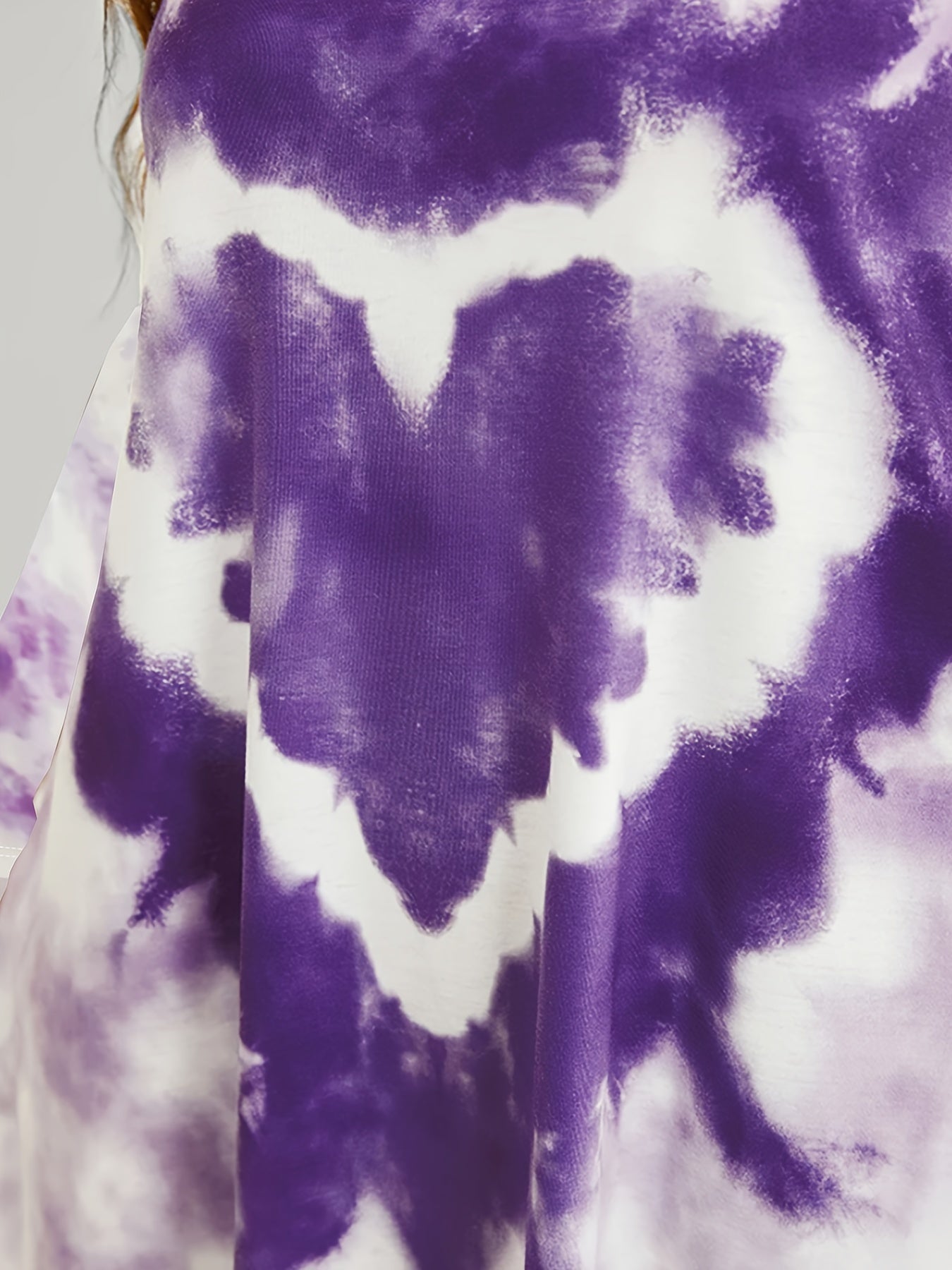 Tie Dye & Heart Print Long Sleeve Nightdress With Pockets