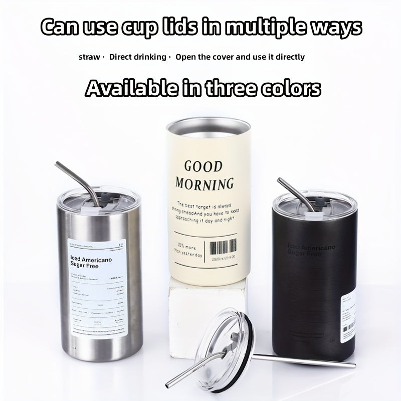 Insulated Vacuum Flask with Straw Stainless Steel Thermal Bottle