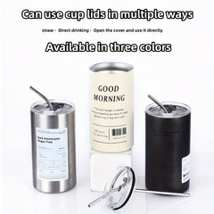 Insulated Vacuum Flask with Straw Stainless Steel Thermal Bottle