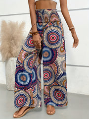Tropical Print Wide Leg Pants