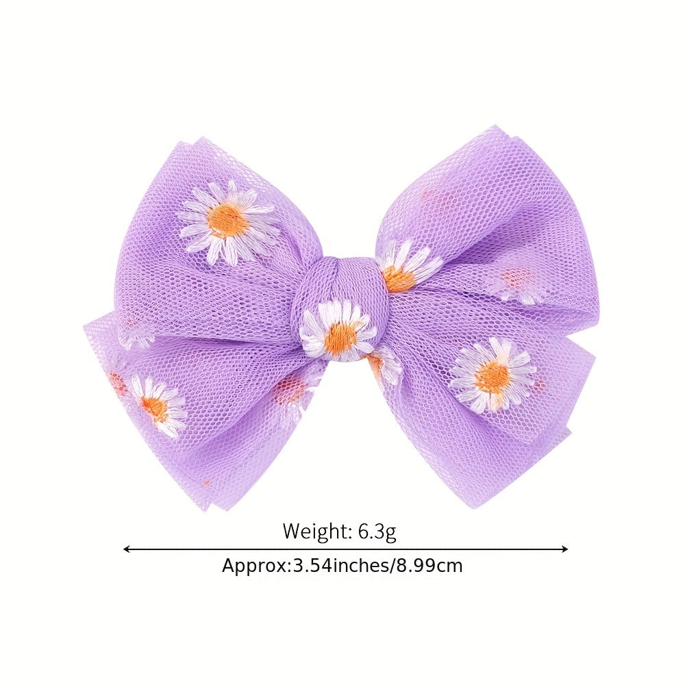 4pcs Daisy Bow Hairpins for Baby Girls
