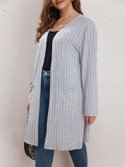 Casual Cardigan Women's Plus Solid Long Sleeve Open Front Cardigan