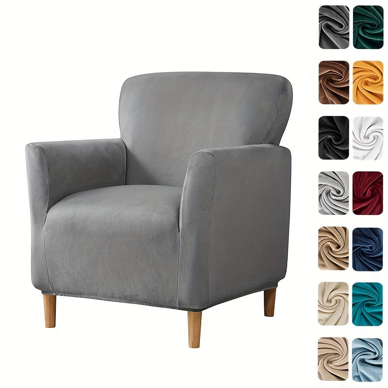 1pc Soft Armchair Slipcovers Elastic Velvet Club Tub Chair Slipcovers