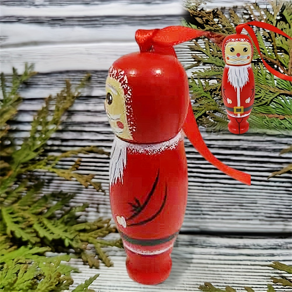 Funny Santa Claus Pendant Christmas Decorations Wooden Holiday Ornaments