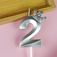 1pc Crown Birthday Cake Number Candles Silvery Champagne Golden Crown