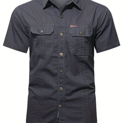 Men s Casual Short Sleeve Cotton Shirt