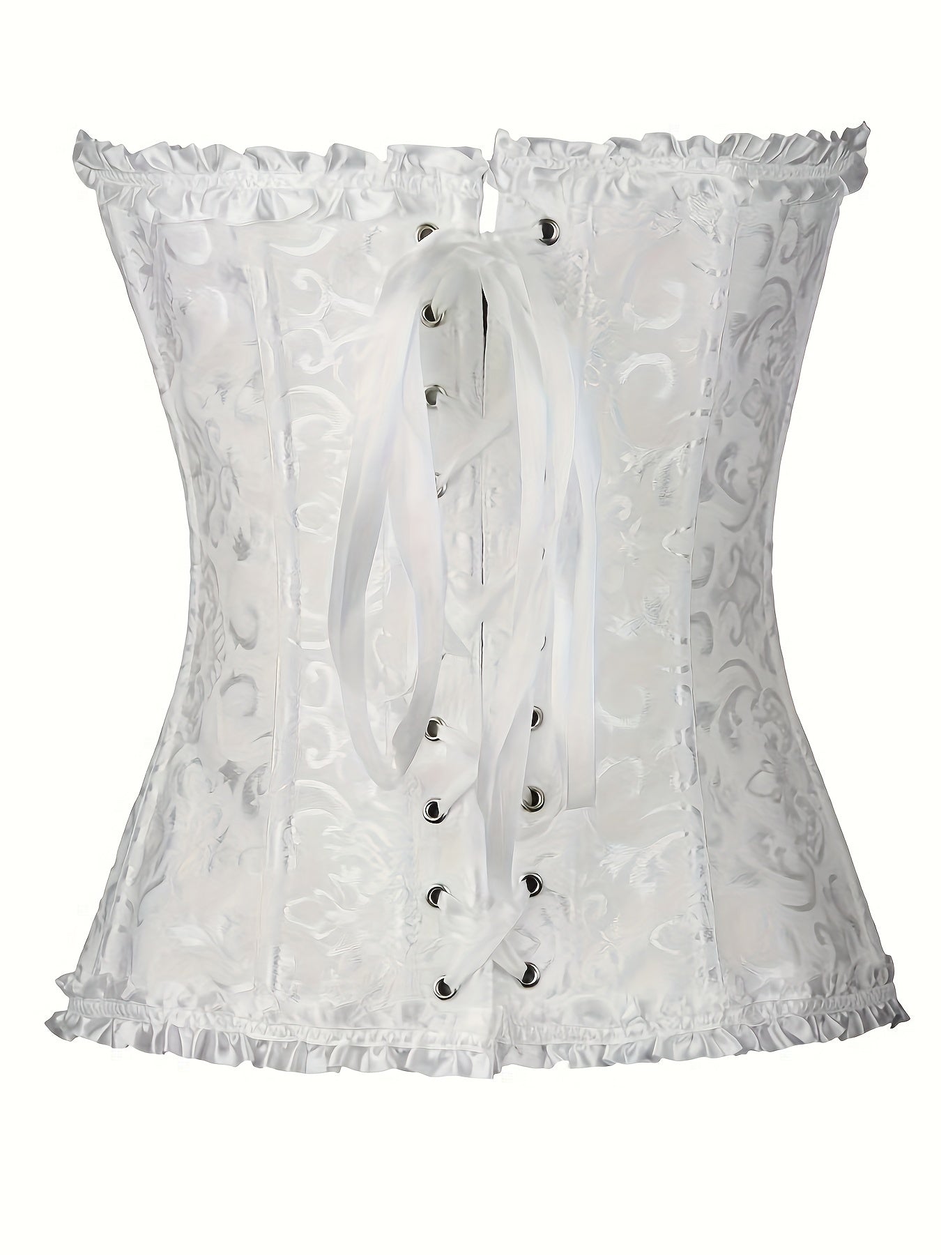 Strapless Corset Bustier Tummy Control Lace Up Jacquard Body Shaper