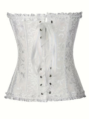 Strapless Corset Bustier Tummy Control Lace Up Jacquard Body Shaper
