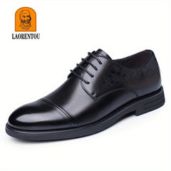 Men's Casual Leather Business Shoes Lace up Thick-soled Non-slip