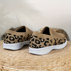 Leopard Print Breathable Walking Shoes Slip-on Sneakers
