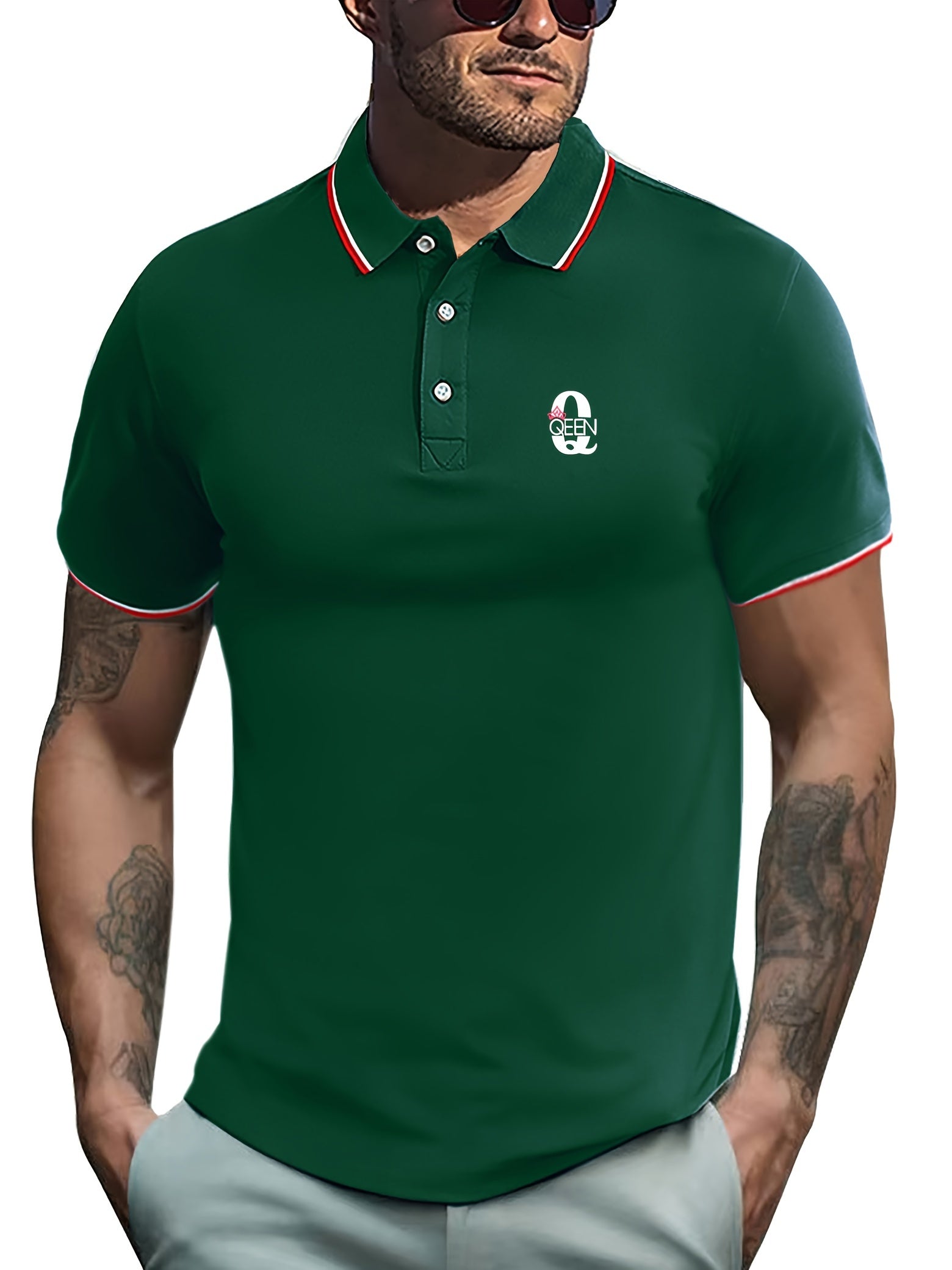 Men's Queen Print Golf Short Sleeve Shirt - Sports Top for Athletic Gym