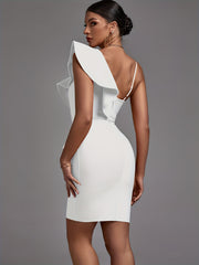 Women's Ruffle Trim Asymmetric Dress V Neck Sleeveless Party Banquet Clothing