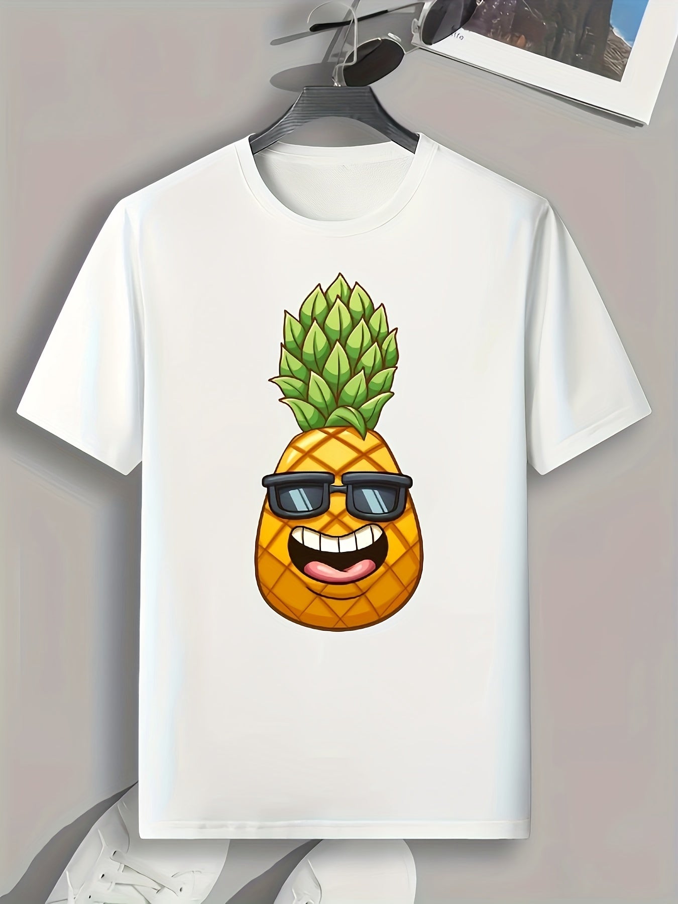 Pineapple Pattern Print Men's Sports T-Shirt - Summer Outdoor Fitness Clothing