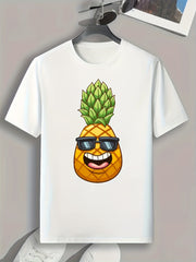 Pineapple Pattern Print Men's Sports T-Shirt - Summer Outdoor Fitness Clothing