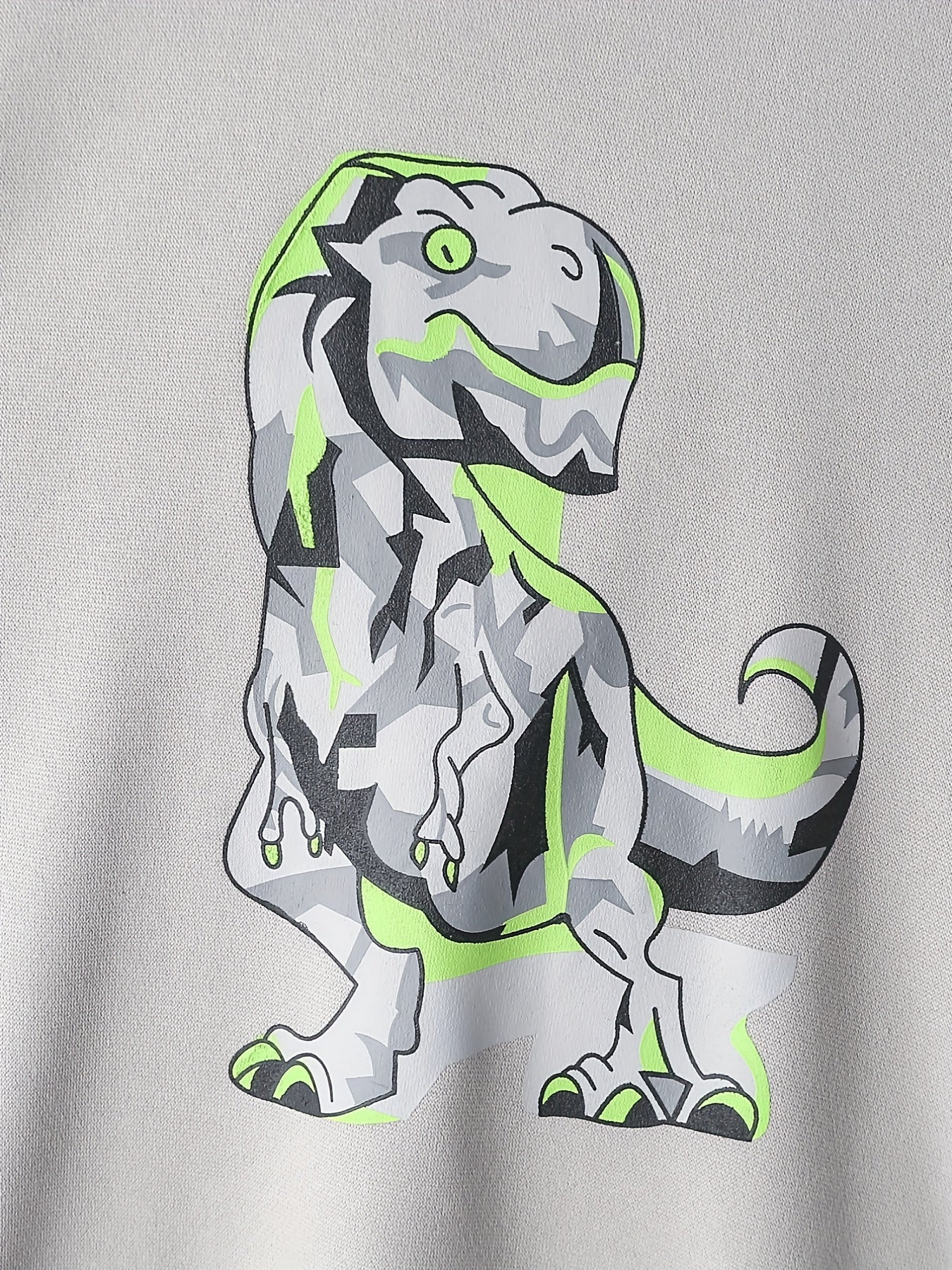 Geometric Dino Boy's Sweatshirt & Sweatpants Set For Kids