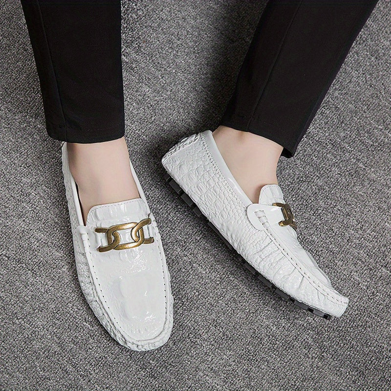 Crocodile Embossed Loafer Shoes Lightweight Non Slip Driving Shoes