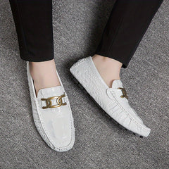 Crocodile Embossed Loafer Shoes Lightweight Non Slip Driving Shoes