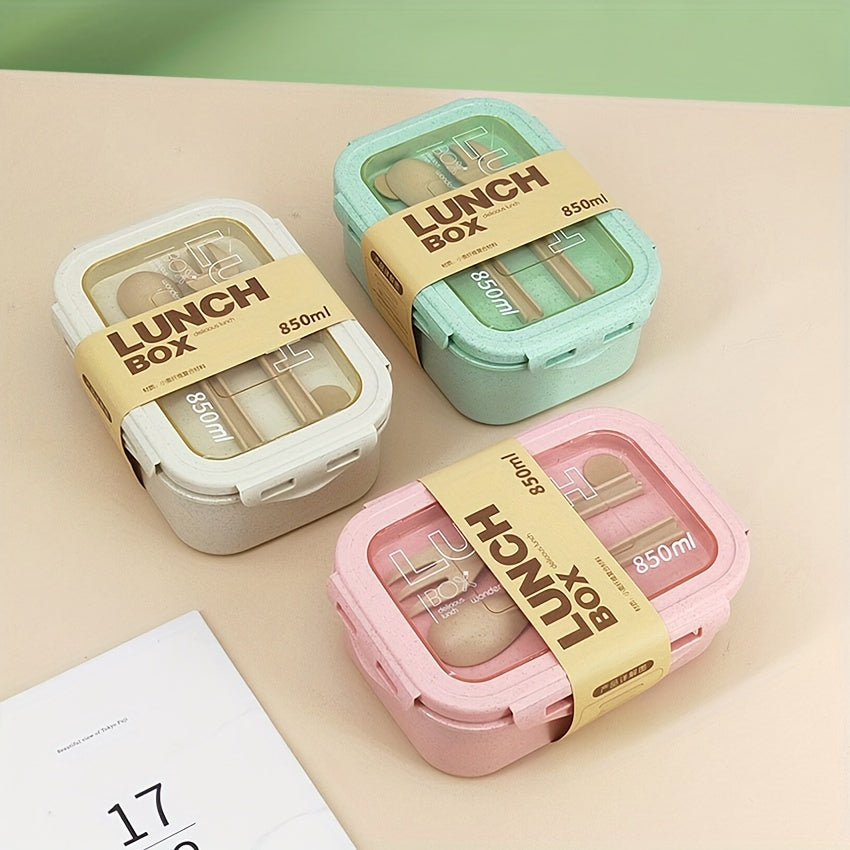 Classic Bento Lunch Box Set with Fork and Spoon for Lunch, Picnics, School, Work
