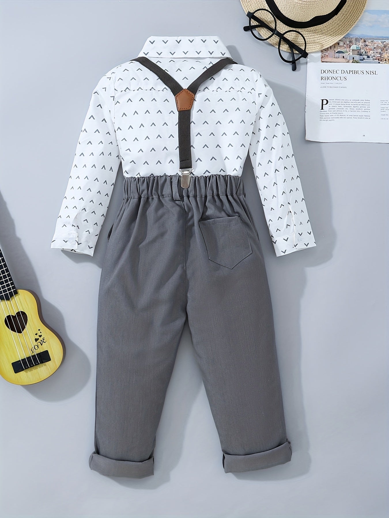 Boys Gentleman Bowtie Shirt & Overalls Set