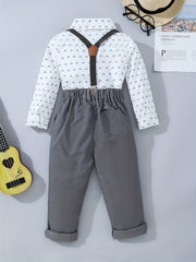 Boys Gentleman Bowtie Shirt & Overalls Set