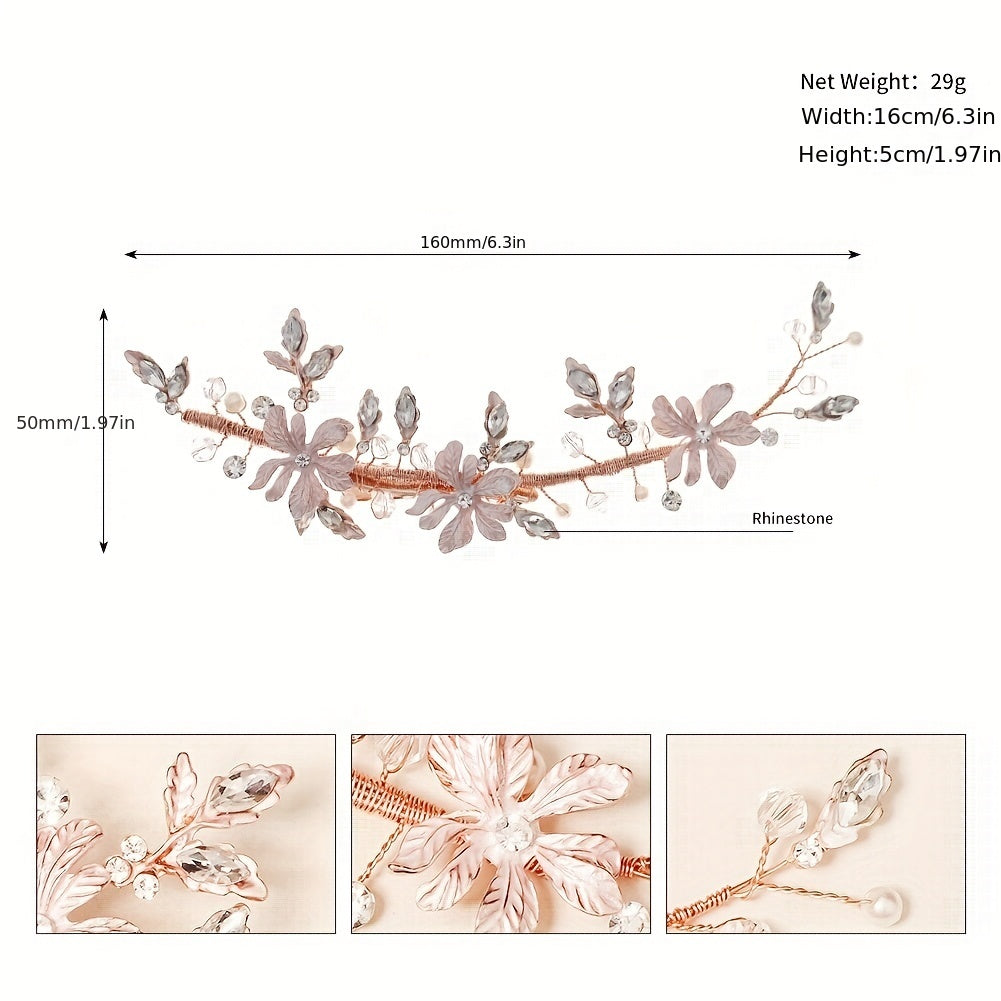Crystal Leaf Hair Clip Bridal Headwear Non-slip Side Clip Hair Accessories
