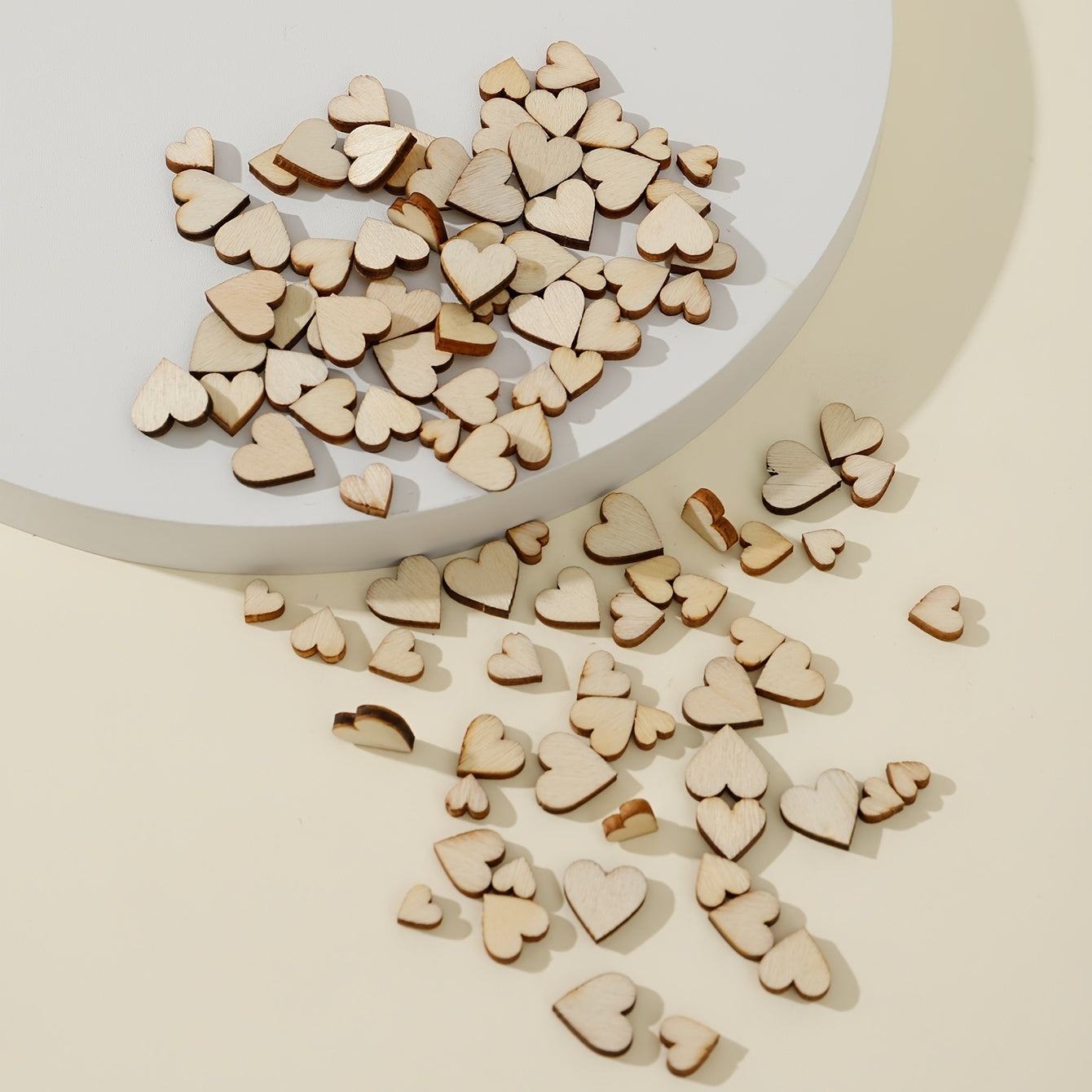 100pcs Wood Heart Cutouts Unfinished Wooden Heart Slices