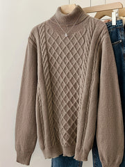 Geo Pattern Turtle Neck Pullover Sweater Long Sleeve Women's Clothing