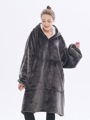 Loungewear Robe Women's Solid Long Sleeve Flannel Blanket