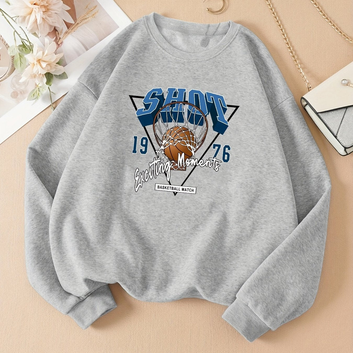 Graphic & Letter Print Sweatshirt Casual Long Sleeve Women's Sweatshirt