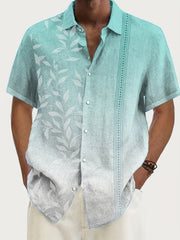 Leaf Print Men's Hawaiian Shirt for Summer Vacation Resort
